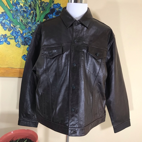 gap blue jeans leather jacket